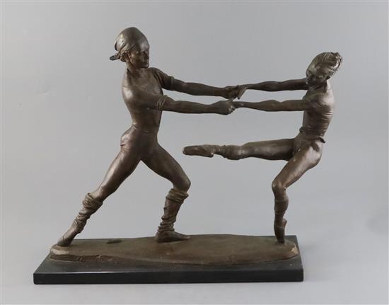 § Enzo Plazotta (1921-1981). A bronze group The Dancers, W.17in. H.14in.